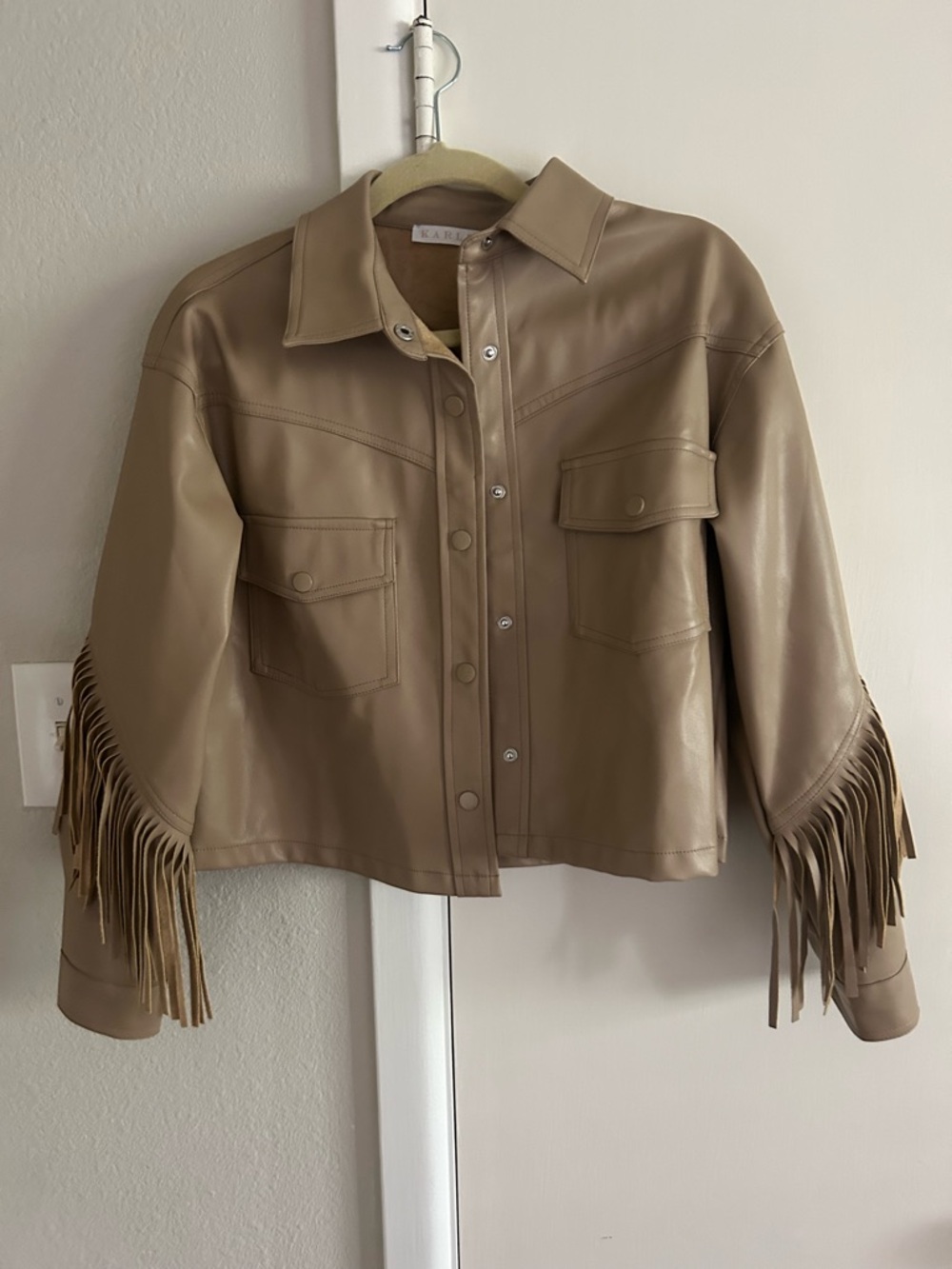 Karlie faux leather Fringe top